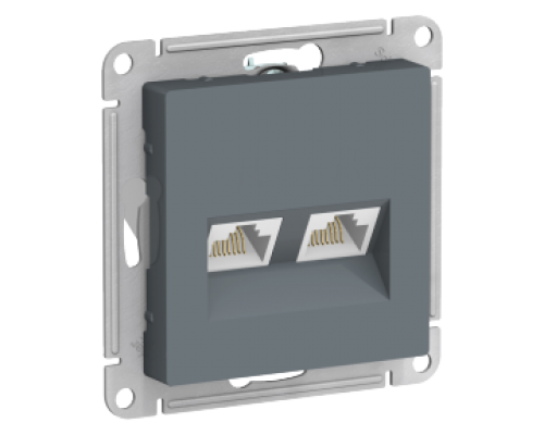 Компьютерная двойная розетка RJ45+RJ45 Schneider Electric AtlasDesign ATN000785, Грифель