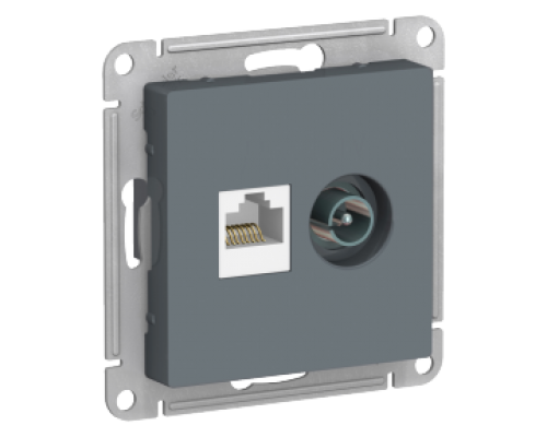 Розетка двойная ТВ + компьютерная RJ45 Schneider Electric AtlasDesign ATN000789, Грифель