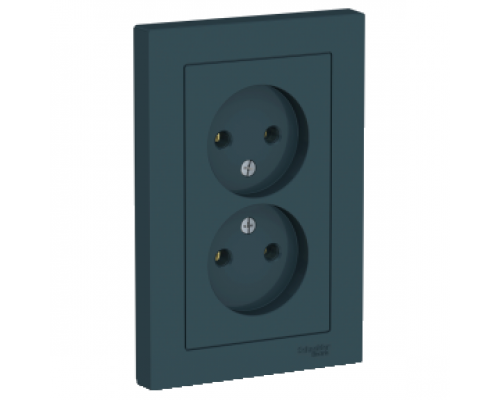 Розетка двойная без заземления Schneider Electric AtlasDesign ATN000820, Изумруд