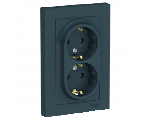Розетка двойная с заземлением Schneider Electric AtlasDesign ATN000824, Изумруд