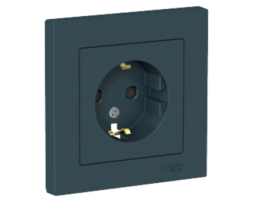 Розетка с заземлением со шторками в сборе Schneider Electric AtlasDesign ATN000844, Изумруд