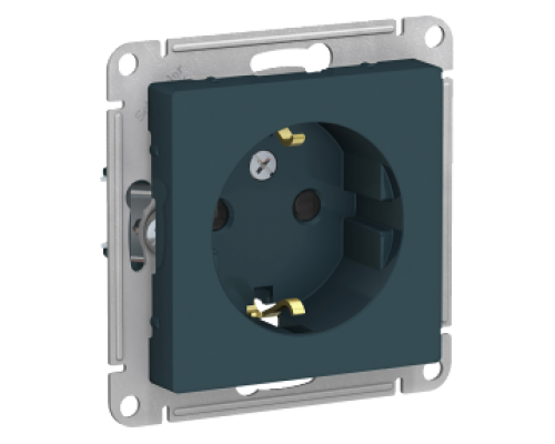 Розетка с заземлением со шторками Schneider Electric AtlasDesign ATN000845, Изумруд