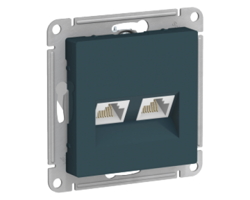 Компьютерная двойная розетка RJ45+RJ45 Schneider Electric AtlasDesign ATN000885, Изумруд