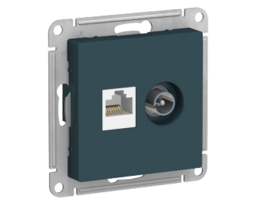 Розетка двойная ТВ + компьютерная RJ45 Schneider Electric AtlasDesign ATN000889, Изумруд