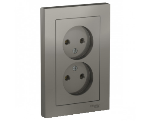 Розетка двойная без заземления Schneider Electric AtlasDesign ATN000920, Сталь 