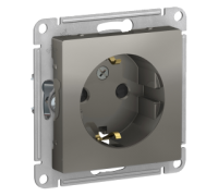 Розетка с заземлением со шторками Schneider Electric AtlasDesign ATN000945, Сталь 