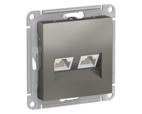 Компьютерная двойная розетка RJ45+RJ45 Schneider Electric AtlasDesign ATN000985, Сталь 
