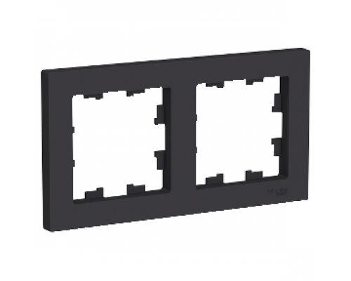 Рамка двухместная Schneider Electric AtlasDesign, универсальная ATN001002, КАРБОН