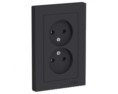 Розетка двойная без заземления Schneider Electric AtlasDesign ATN001020, Карбон
