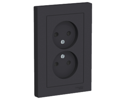 Розетка двойная без заземления со шторками Schneider Electric AtlasDesign ATN001022, Карбон