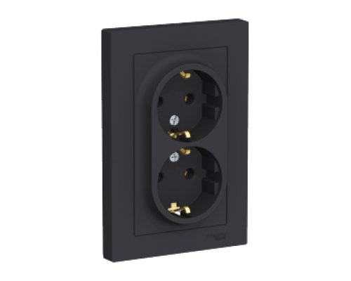 Розетка двойная с заземлением Schneider Electric AtlasDesign ATN001024, Карбон