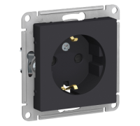 Розетка с заземлением со шторками Schneider Electric AtlasDesign ATN001045, Карбон