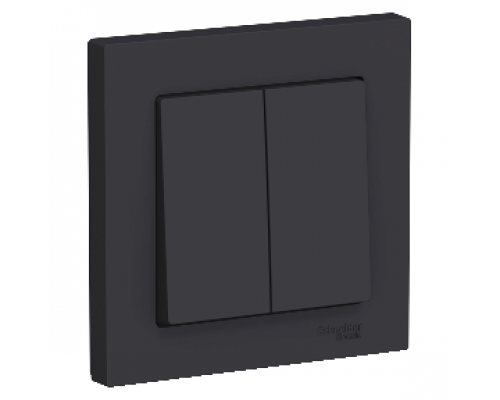 Выключатель 2-клавишный в сборе Schneider Electric AtlasDesign ATN001052, Карбон