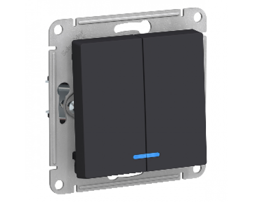 Выключатель 2-клавишный с индикацией Schneider Electric AtlasDesign ATN001053, Карбон