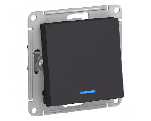 1-клавишный проходной выключатель (переключатель) с индикацией Schneider Electric AtlasDesign ATN001063, Карбон