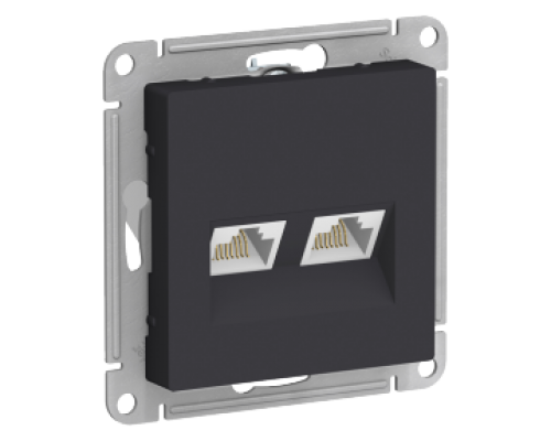 Компьютерная двойная розетка RJ45+RJ45 Schneider Electric AtlasDesign ATN001085, Карбон