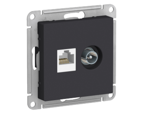 Розетка двойная ТВ + компьютерная RJ45 Schneider Electric AtlasDesign ATN001089, Карбон
