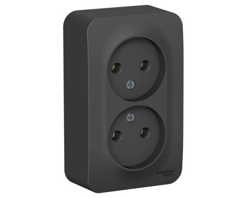 Розетка двухместная без заземления без шторок Schneider Electric Blanca BLNRA000216, ИЗОЛ.ПЛ., Антрацит