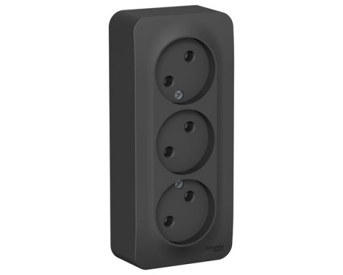 Розетка трехместная без заземления без шторок Schneider Electric Blanca BLNRA000316, ИЗОЛ.ПЛ., Антрацит