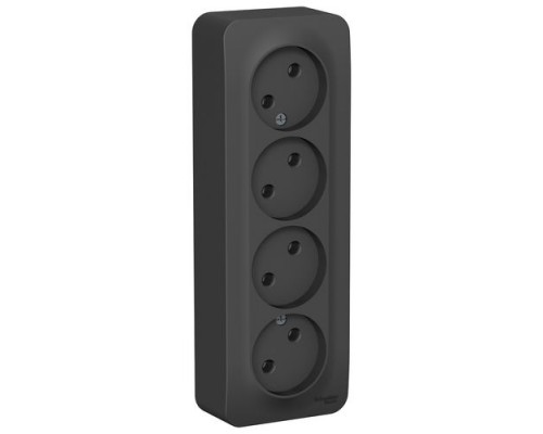 Розетка четырехместная без заземления без шторок Schneider Electric Blanca BLNRA000416, ИЗОЛ.ПЛ., Антрацит