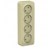 Розетка четырехместная без заземления без шторок Schneider Electric Blanca BLNRA000417, ИЗОЛ.ПЛ., Бежевый