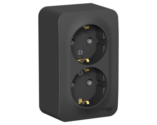 Розетка двухместная с заземлением без шторок Schneider Electric Blanca BLNRA010216, ИЗОЛ.ПЛ., Антрацит