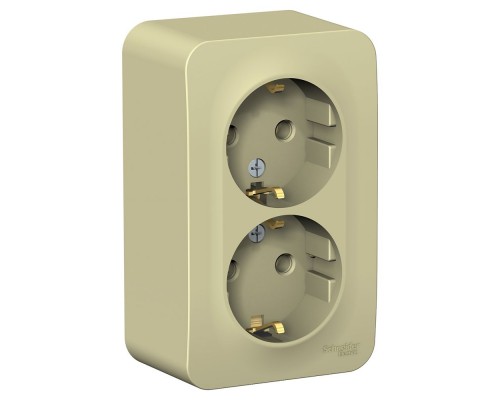 Розетка двухместная с заземлением без шторок Schneider Electric Blanca BLNRA010217, ИЗОЛ.ПЛ., Бежевый