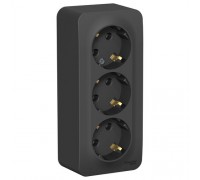 Розетка трехместная  с заземлением без шторок Schneider Electric Blanca BLNRA010316, ИЗОЛ.ПЛ., Антрацит