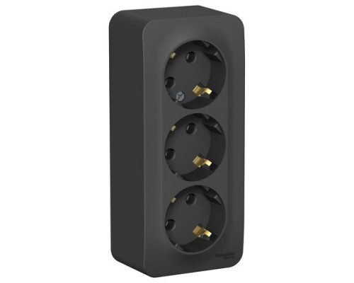 Розетка трехместная  с заземлением без шторок Schneider Electric Blanca BLNRA010316, ИЗОЛ.ПЛ., Антрацит