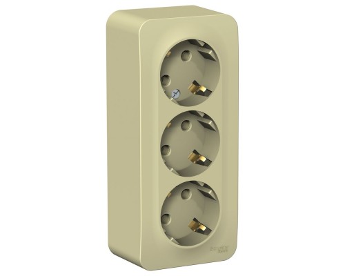 Розетка трехместная  с заземлением без шторок Schneider Electric Blanca BLNRA010317, ИЗОЛ.ПЛ., Бежевый