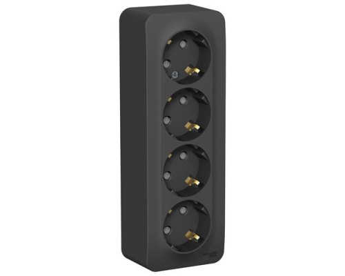 Розетка четырехместная  с заземлением со шторками Schneider Electric Blanca BLNRA011416, ИЗОЛ.ПЛ., Антрацит