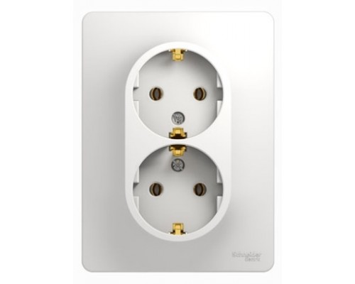 Розетка двойная с заземлением Schneider Electric Glossa, GSL000124, Белый