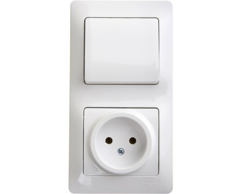 Блок: Розетка +1-клавишный выключатель Schneider Electric Glossa, GSL000160, Белый