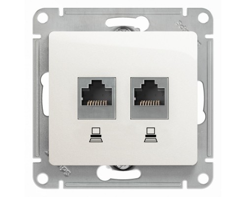 Компьютерная двойная розетка RJ45+RJ45 5E, Schneider Electric Glossa, GSL000185KK, Белый