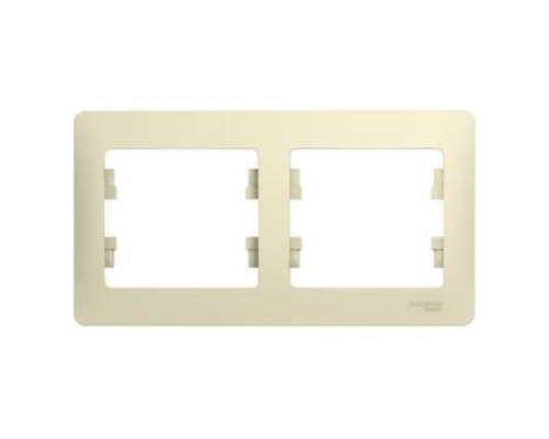Рамка двухместная, горизонтальная, Schneider Electric Glossa, GSL000202, Бежевый