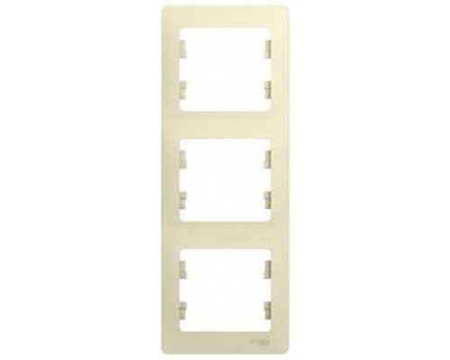 Рамка трехместная, вертикальная, Schneider Electric Glossa, GSL000207, Бежевый