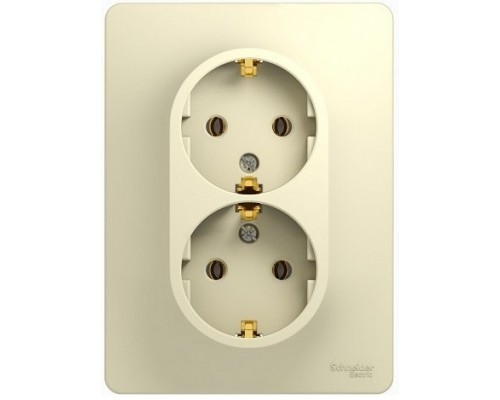 Розетка двойная с заземлением Schneider Electric Glossa, GSL000224, Бежевый