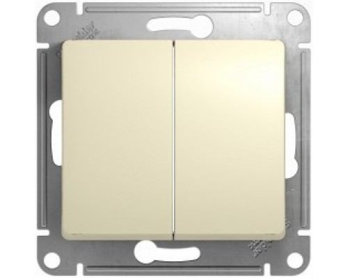 Выключатель 2-клавишный Schneider Electric Glossa, GSL000251, Бежевый