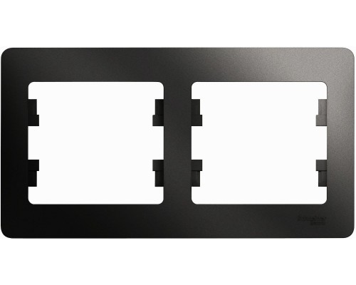 Рамка двухместная, горизонтальная, Schneider Electric Glossa, GSL000702,  Антрацит