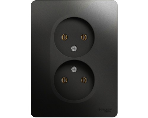 Розетка двойная без заземления Schneider Electric Glossa, GSL000720,  Антрацит