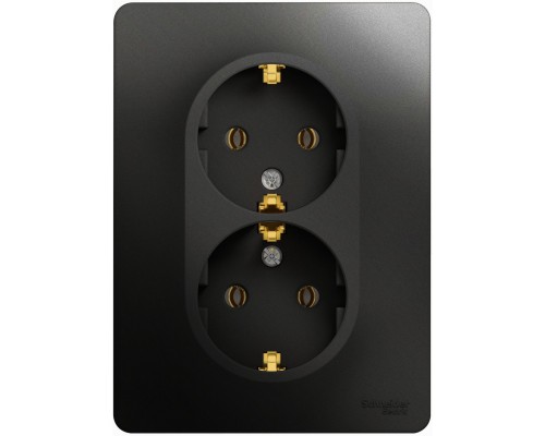 Розетка двойная с заземлением Schneider Electric Glossa, GSL000724,  Антрацит