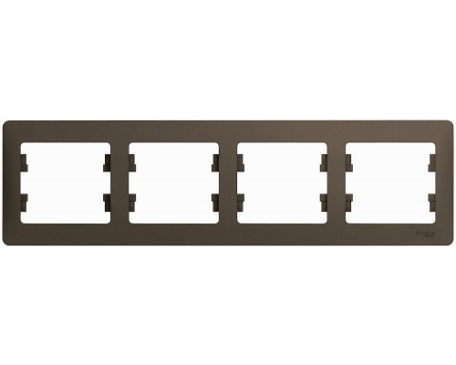 Рамка четырехместная, горизонтальная, Schneider Electric Glossa, GSL000804, Шоколад