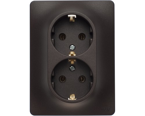 Розетка двойная с заземлением Schneider Electric Glossa, GSL000824, Шоколад