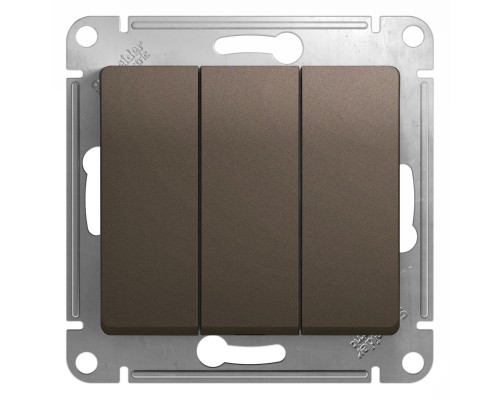 Выключатель 3-клавишный Schneider Electric Glossa, GSL000831, Шоколад