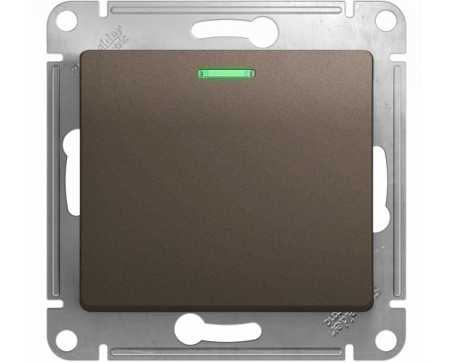  1-клавишный проходной выключатель (переключатель) с индикацией Schneider Electric Glossa, GSL000863, Шоколад