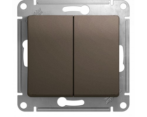 2-клавишный проходной выключатель (переключатель) Schneider Electric Glossa, GSL000865, Шоколад