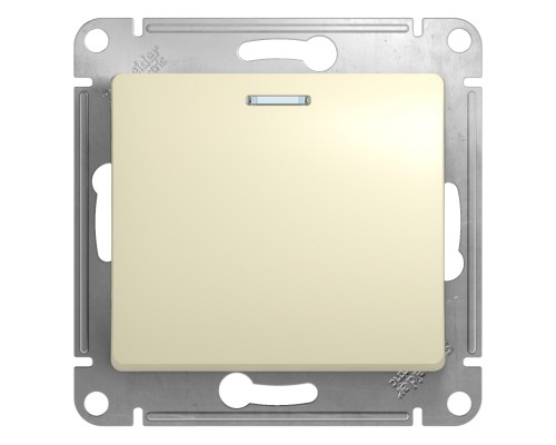 Выключатель 1-клавишный с подсветкой Schneider Electric Glossa, GSL000213, Бежевый