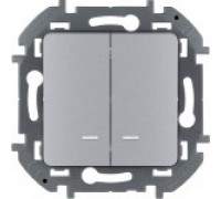 Выключатель двухклавишный с подсветкой Legrand Inspiria 673632 алюминий