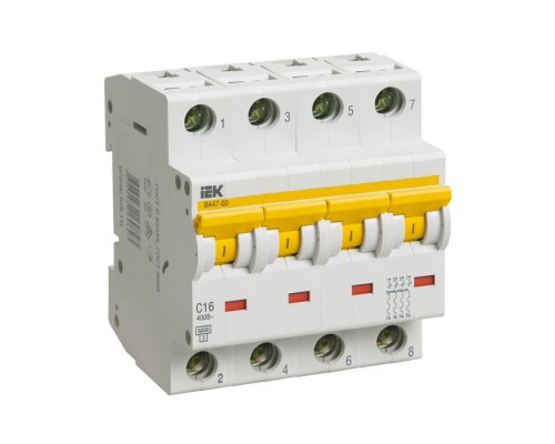 Автоматический выключатель ВА47-29 4Р 16А 4,5кА х-ка С IEK