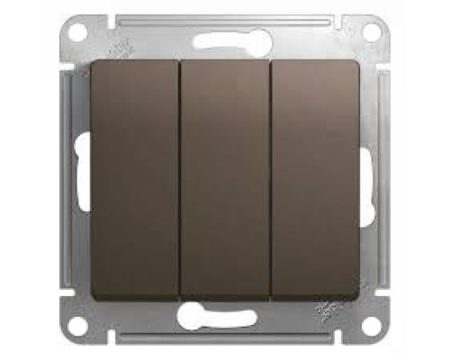 Выключатель 3-клавишный Schneider Electric Glossa, шоколад